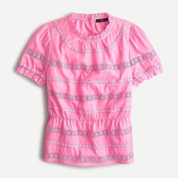 J. Crew Pink Daisy-Chain Peplum Top!!! - Picture 1 of 12